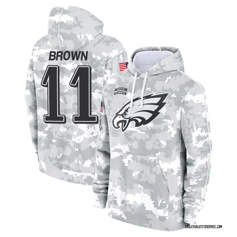 Men's A.J. Brown Philadelphia Eagles Camo Arctic 2024 Salute to Service Club Fleece Pullover Hoodie