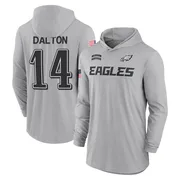 Men's Andy Dalton Philadelphia Eagles Gray 2024 Salute to Service Lightweight Performance Long Sleeve Hooded T-Shirt