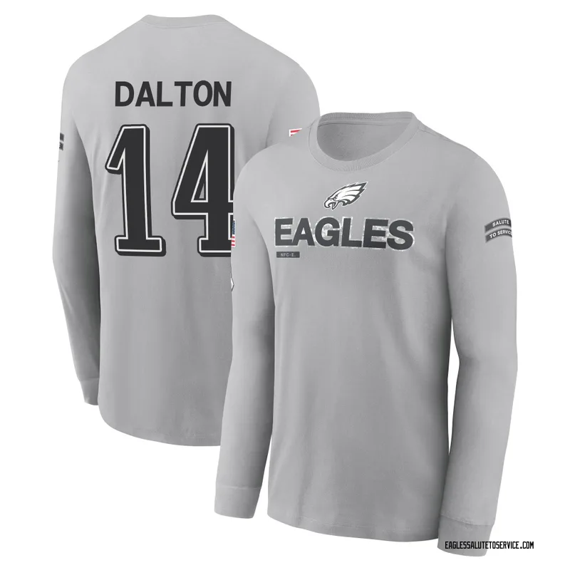 Men's Andy Dalton Philadelphia Eagles Gray 2024 Salute to Service Long Sleeve T-Shirt