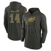 Men's Andy Dalton Philadelphia Eagles Green Forest/ 2025 Salute to Service Sideline Lightweight Hooded Pullover Long Sleeve T-Sh