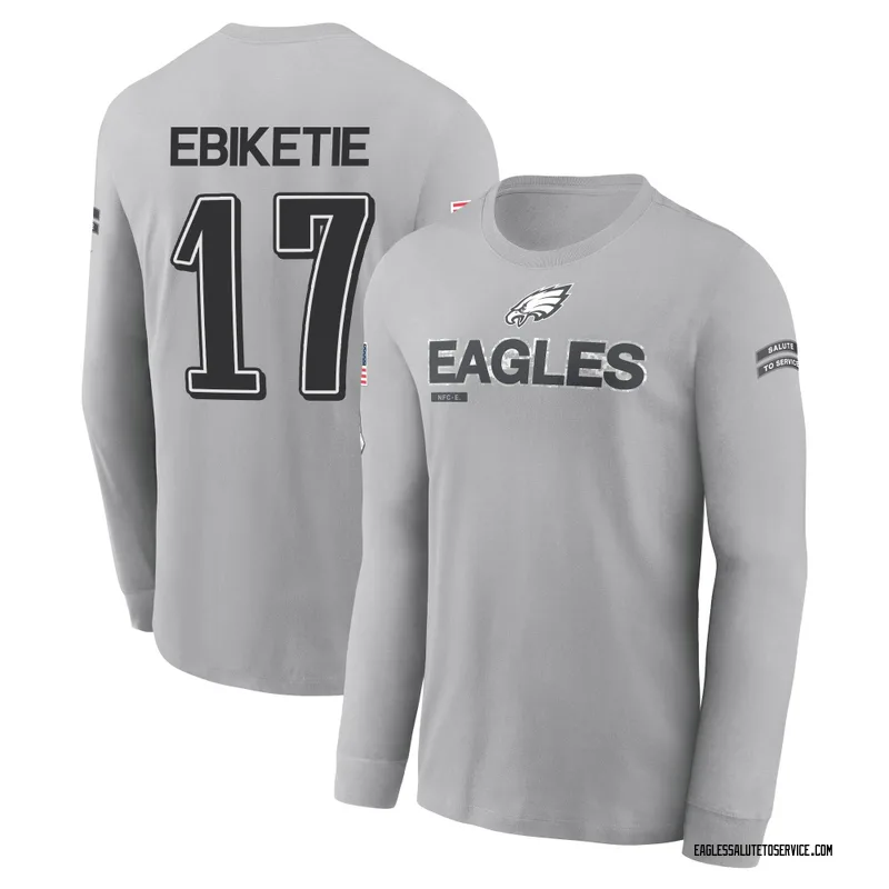 Men's Arnold Ebiketie Philadelphia Eagles Gray 2024 Salute to Service Long Sleeve T-Shirt