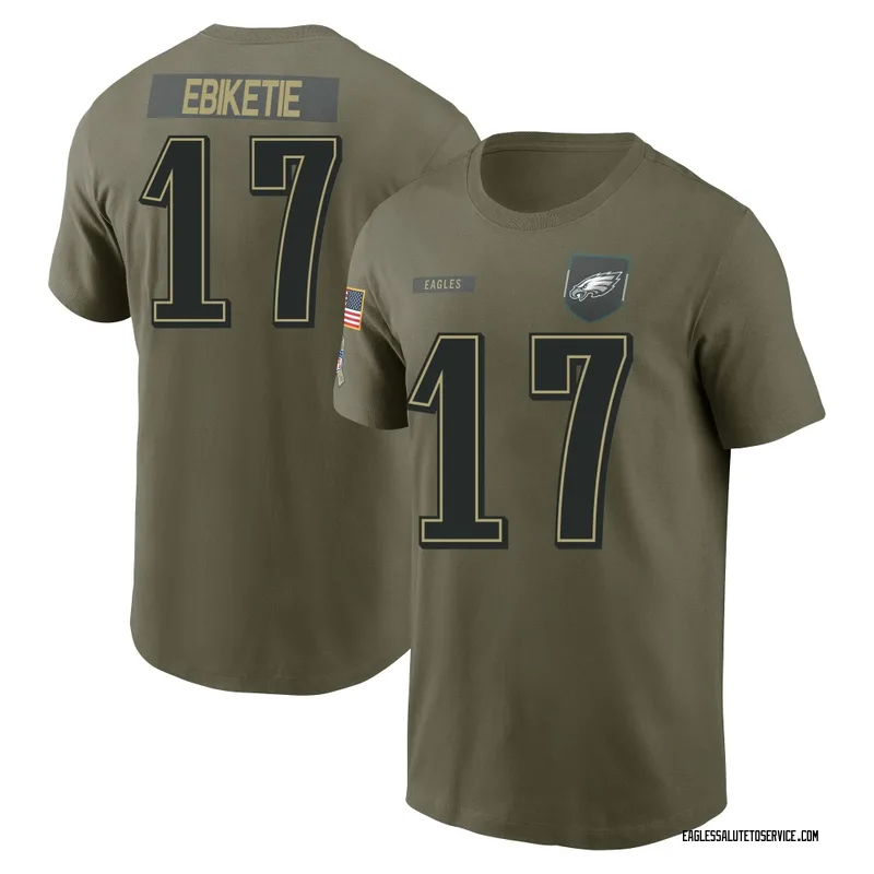 Men's Arnold Ebiketie Philadelphia Eagles Olive 2025 Salute to Service Name & Number T-Shirt