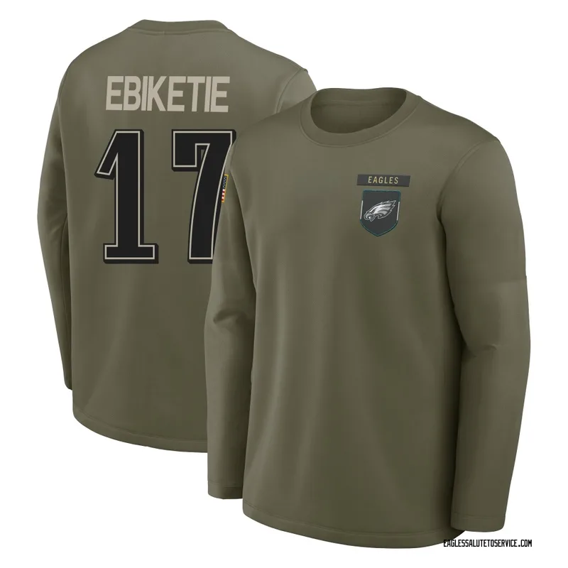 Men's Arnold Ebiketie Philadelphia Eagles Olive 2025 Salute to Service Sideline Coaches Long Sleeve T-Shirt