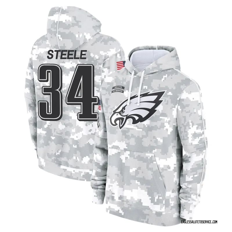 Men's Carson Steele Philadelphia Eagles Camo Arctic 2024 Salute to Service Club Fleece Pullover Hoodie