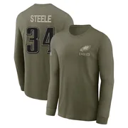 Men's Carson Steele Philadelphia Eagles Olive 2025 Salute to Service Sideline Long Sleeve T-Shirt