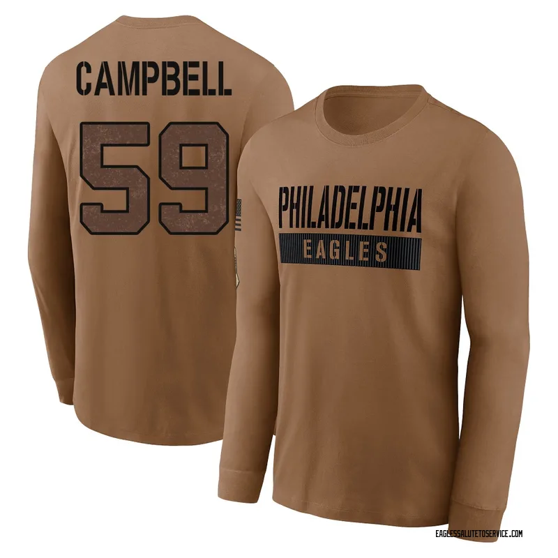 Men's Chance Campbell Philadelphia Eagles Brown 2023 Salute To Service Long Sleeve T-Shirt