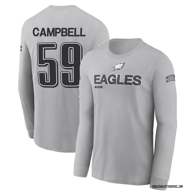 Men's Chance Campbell Philadelphia Eagles Gray 2024 Salute to Service Long Sleeve T-Shirt