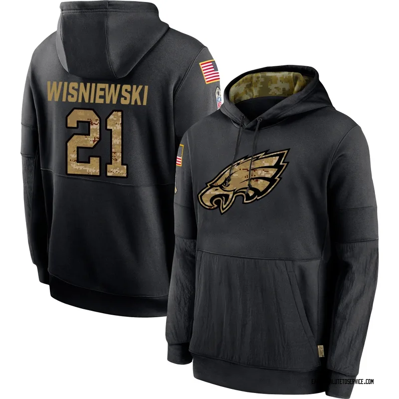 Men's Cole Wisniewski Philadelphia Eagles Black 2020 Salute to Service Sideline Performance Pullover Hoodie