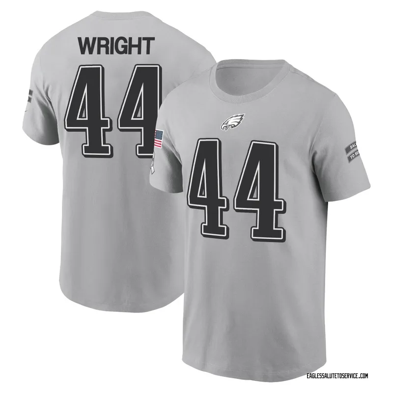 Men's Dae'Quan Wright Philadelphia Eagles Gray 2024 Salute to Service Name & Number T-Shirt