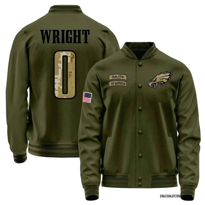 Men's Dae'Quan Wright Philadelphia Eagles Olive Salute to Service Sideline Performance Jacket
