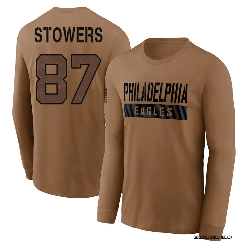 Men's Eli Stowers Philadelphia Eagles Brown 2023 Salute To Service Long Sleeve T-Shirt