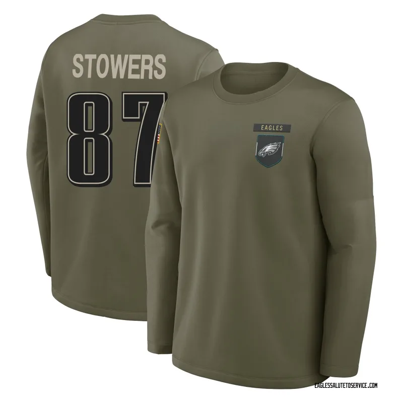 Men's Eli Stowers Philadelphia Eagles Olive 2025 Salute to Service Sideline Coaches Long Sleeve T-Shirt