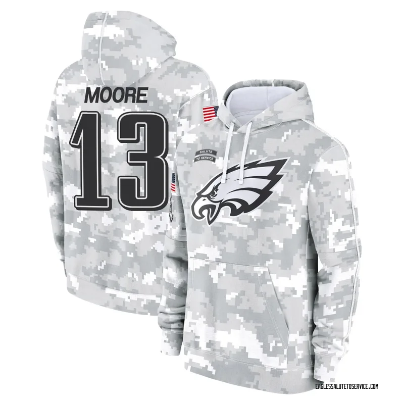 Men's Elijah Moore Philadelphia Eagles Camo Arctic 2024 Salute to Service Club Fleece Pullover Hoodie