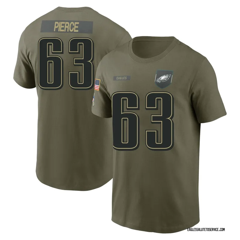 Men's Hollin Pierce Philadelphia Eagles Olive 2025 Salute to Service Name & Number T-Shirt