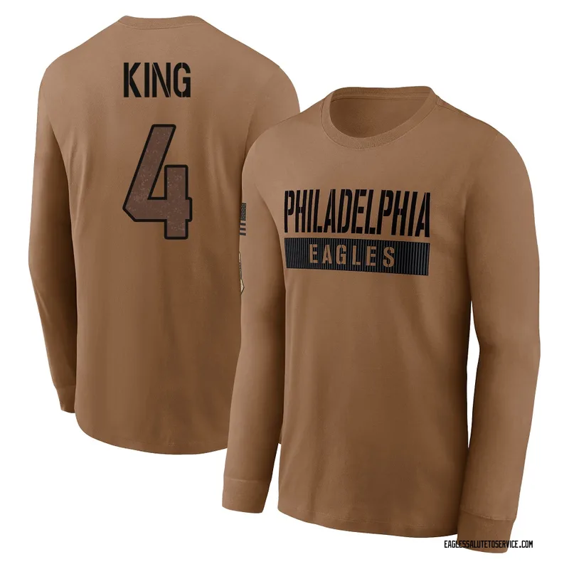 Men's Isiah King Philadelphia Eagles Brown 2023 Salute To Service Long Sleeve T-Shirt