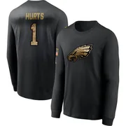 Men's Jalen Hurts Philadelphia Eagles Black 2020 Salute To Service Sideline Performance Long Sleeve T-Shirt