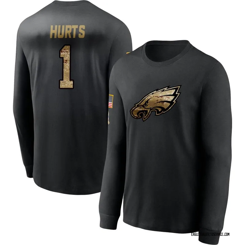 Men's Jalen Hurts Philadelphia Eagles Black 2020 Salute To Service Sideline Performance Long Sleeve T-Shirt