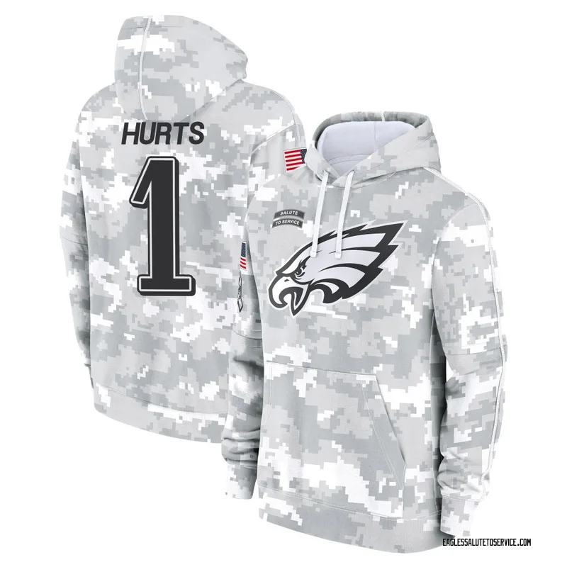 Men's Jalen Hurts Philadelphia Eagles Camo Arctic 2024 Salute to Service Club Fleece Pullover Hoodie