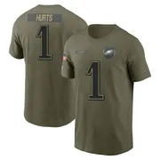 Men's Jalen Hurts Philadelphia Eagles Olive 2025 Salute to Service Name & Number T-Shirt