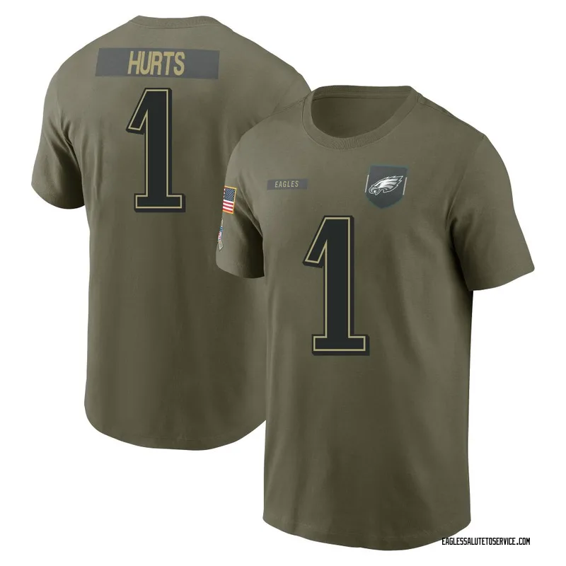 Men's Jalen Hurts Philadelphia Eagles Olive 2025 Salute to Service Name & Number T-Shirt