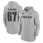 Men's John Ojukwu Philadelphia Eagles Gray 2024 Salute to Service Lightweight Performance Long Sleeve Hooded T-Shirt