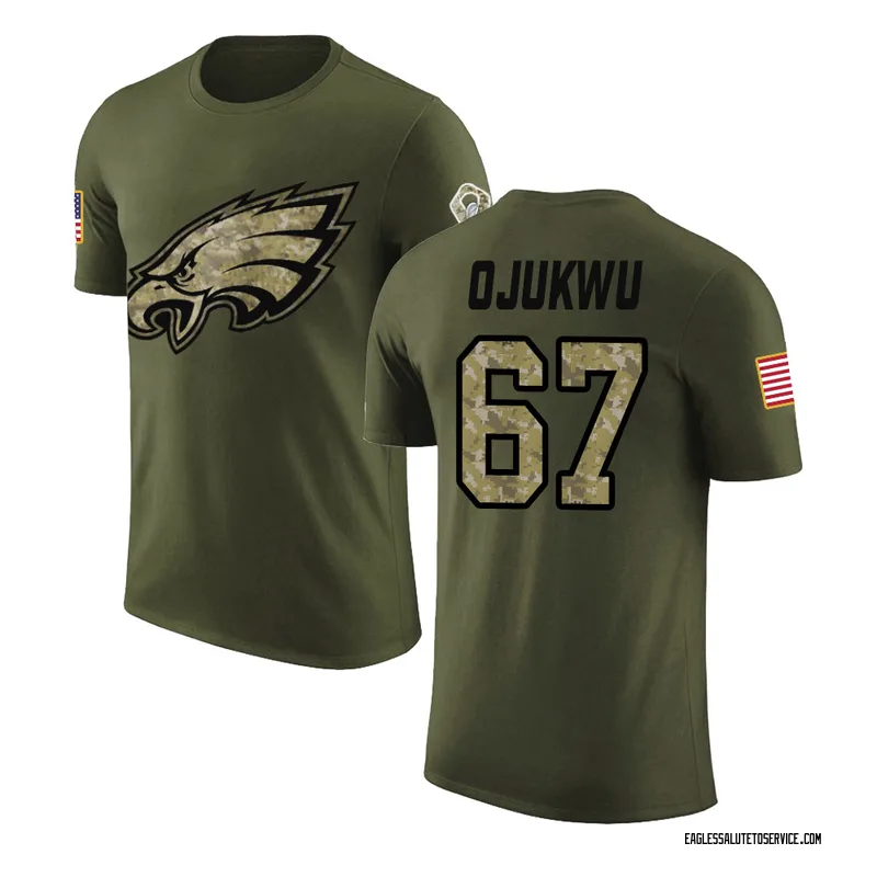 Men's John Ojukwu Philadelphia Eagles Legend Olive Salute to Service T-Shirt