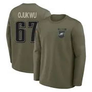 Men's John Ojukwu Philadelphia Eagles Olive 2025 Salute to Service Sideline Coaches Long Sleeve T-Shirt