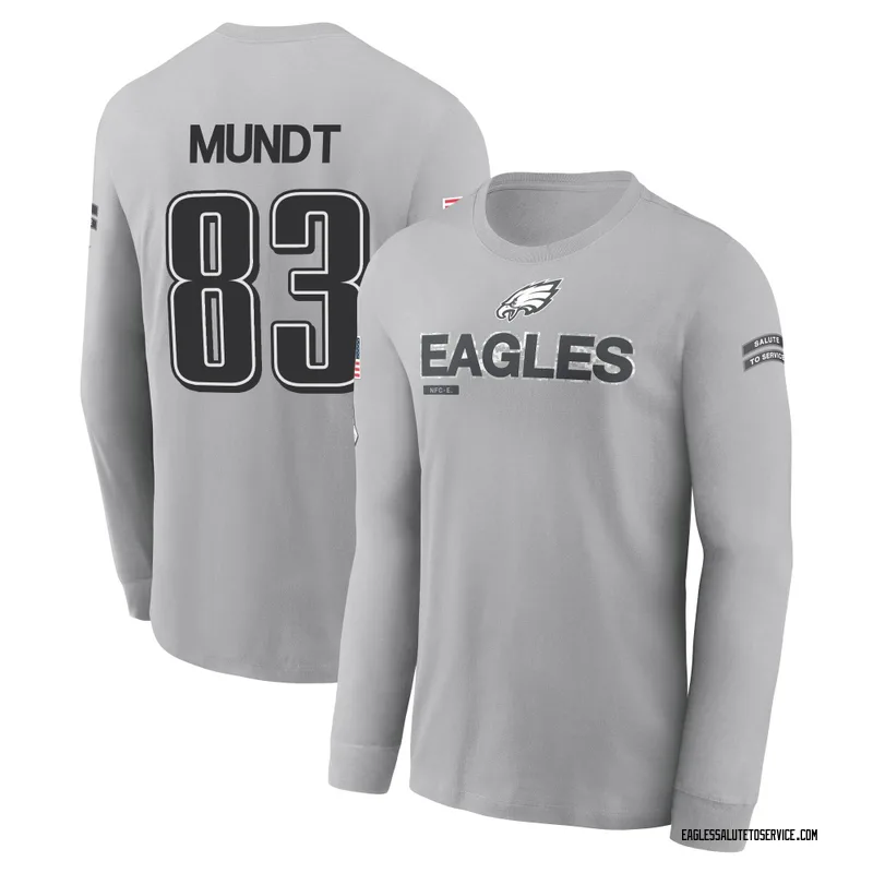 Men's Johnny Mundt Philadelphia Eagles Gray 2024 Salute to Service Long Sleeve T-Shirt