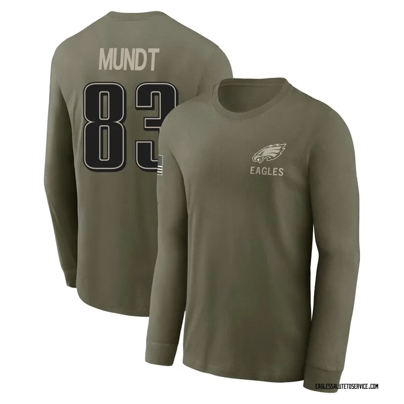 Men's Johnny Mundt Philadelphia Eagles Olive 2025 Salute to Service Sideline Long Sleeve T-Shirt