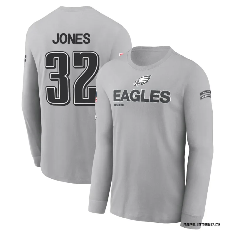 Men's Jonathan Jones Philadelphia Eagles Gray 2024 Salute to Service Long Sleeve T-Shirt