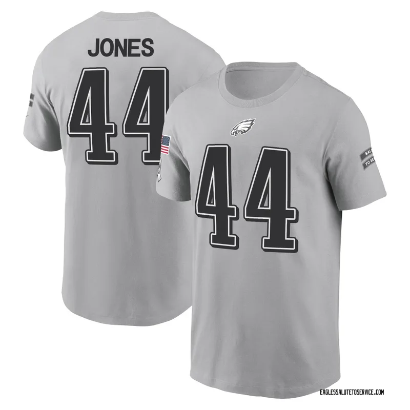 Men's Jonathan Jones Philadelphia Eagles Gray 2024 Salute to Service Name & Number T-Shirt