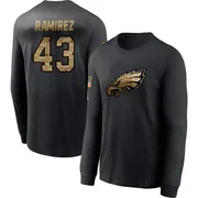 Men's Jose Ramirez Philadelphia Eagles Black 2020 Salute To Service Sideline Performance Long Sleeve T-Shirt