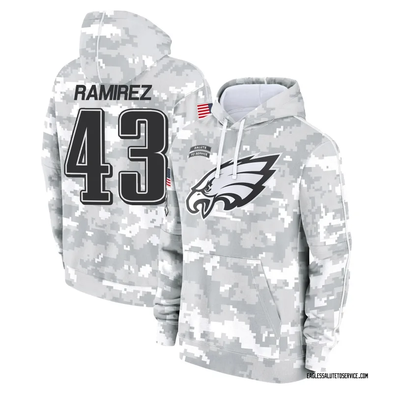 Men's Jose Ramirez Philadelphia Eagles Camo Arctic 2024 Salute to Service Club Fleece Pullover Hoodie
