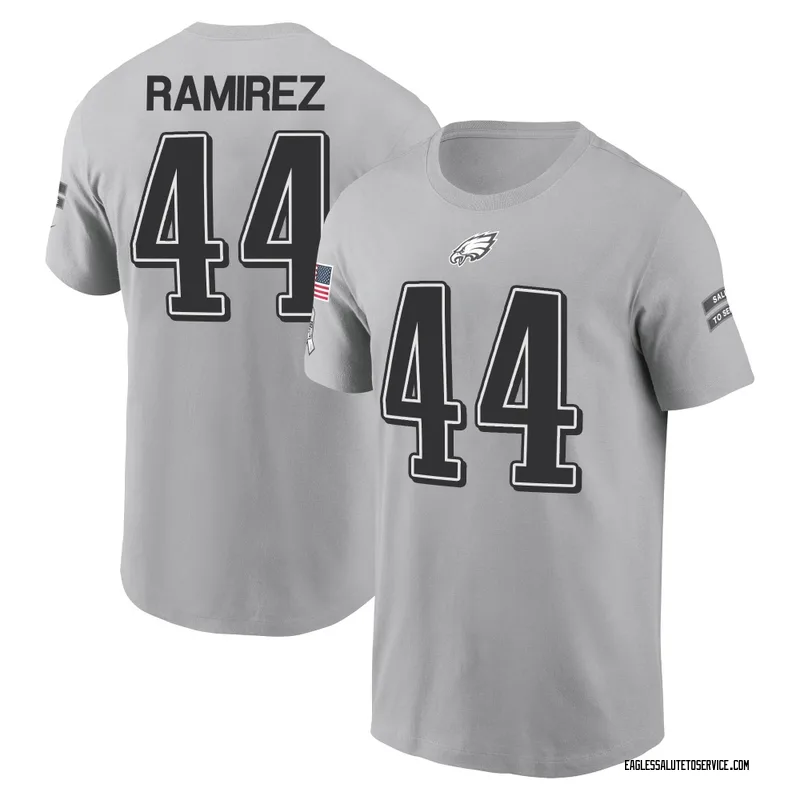 Men's Jose Ramirez Philadelphia Eagles Gray 2024 Salute to Service Name & Number T-Shirt