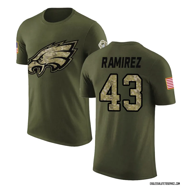 Men's Jose Ramirez Philadelphia Eagles Legend Olive Salute to Service T-Shirt