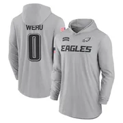 Men's Joshua Weru Philadelphia Eagles Gray 2024 Salute to Service Lightweight Performance Long Sleeve Hooded T-Shirt
