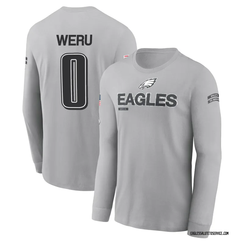 Men's Joshua Weru Philadelphia Eagles Gray 2024 Salute to Service Long Sleeve T-Shirt