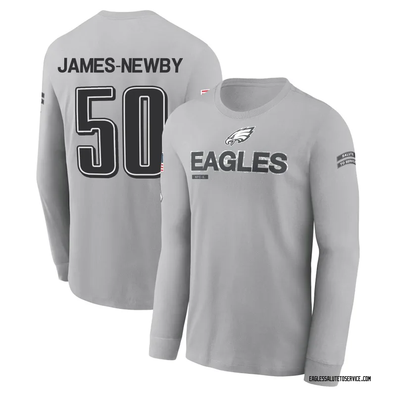 Men's Keyshawn James-Newby Philadelphia Eagles Gray 2024 Salute to Service Long Sleeve T-Shirt