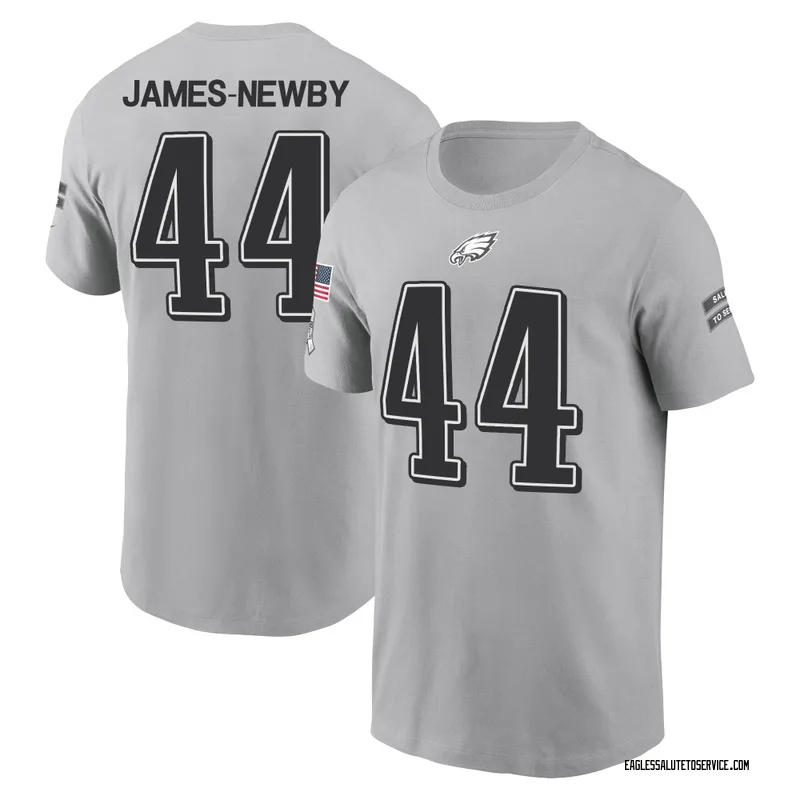 Men's Keyshawn James-Newby Philadelphia Eagles Gray 2024 Salute to Service Name & Number T-Shirt