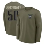 Men's Keyshawn James-Newby Philadelphia Eagles Olive 2025 Salute to Service Sideline Coaches Long Sleeve T-Shirt