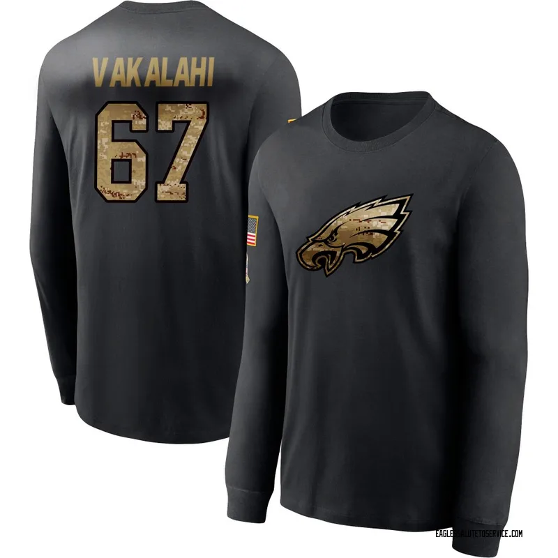 Men's Laekin Vakalahi Philadelphia Eagles Black 2020 Salute To Service Sideline Performance Long Sleeve T-Shirt