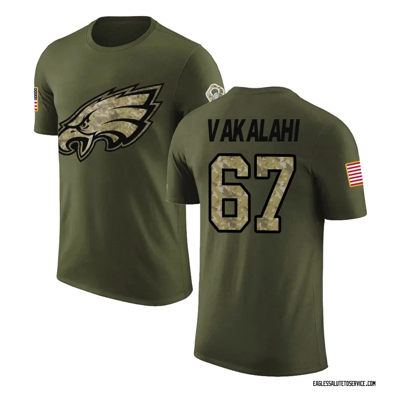 Men's Laekin Vakalahi Philadelphia Eagles Legend Olive Salute to Service T-Shirt