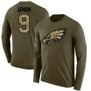 Men's Makai Lemon Philadelphia Eagles Legend Olive Salute to Service Sideline Long Sleeve T-Shirt