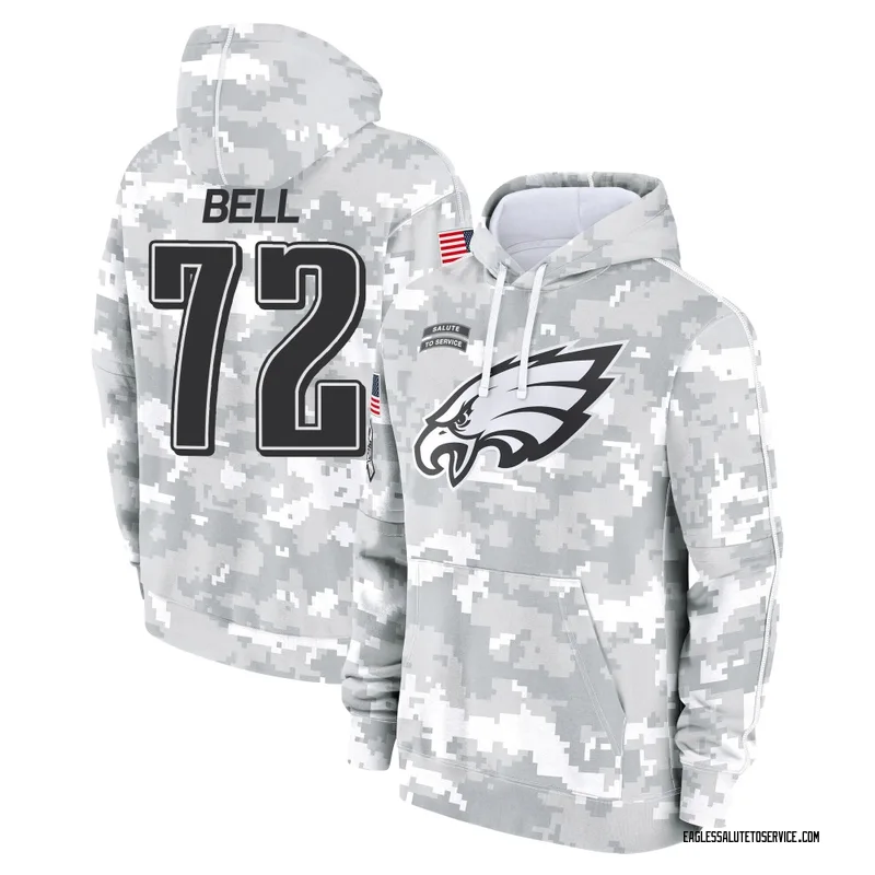 Men's Markel Bell Philadelphia Eagles Camo Arctic 2024 Salute to Service Club Fleece Pullover Hoodie
