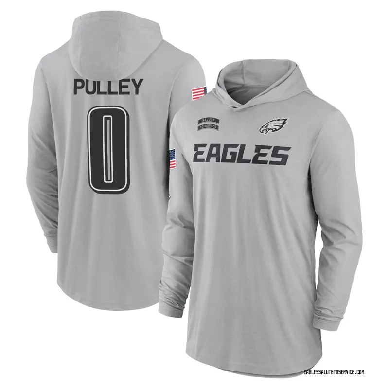 Men's Maximus Pulley Philadelphia Eagles Gray 2024 Salute to Service Lightweight Performance Long Sleeve Hooded T-Shirt