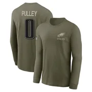 Men's Maximus Pulley Philadelphia Eagles Olive 2025 Salute to Service Sideline Long Sleeve T-Shirt