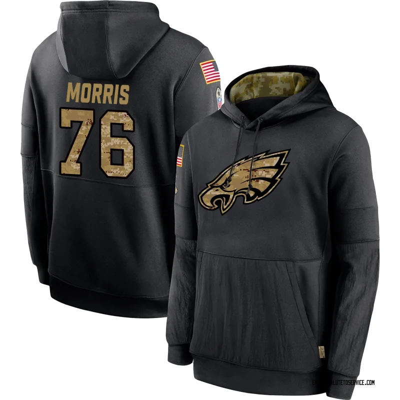 Men's Micah Morris Philadelphia Eagles Black 2020 Salute to Service Sideline Performance Pullover Hoodie