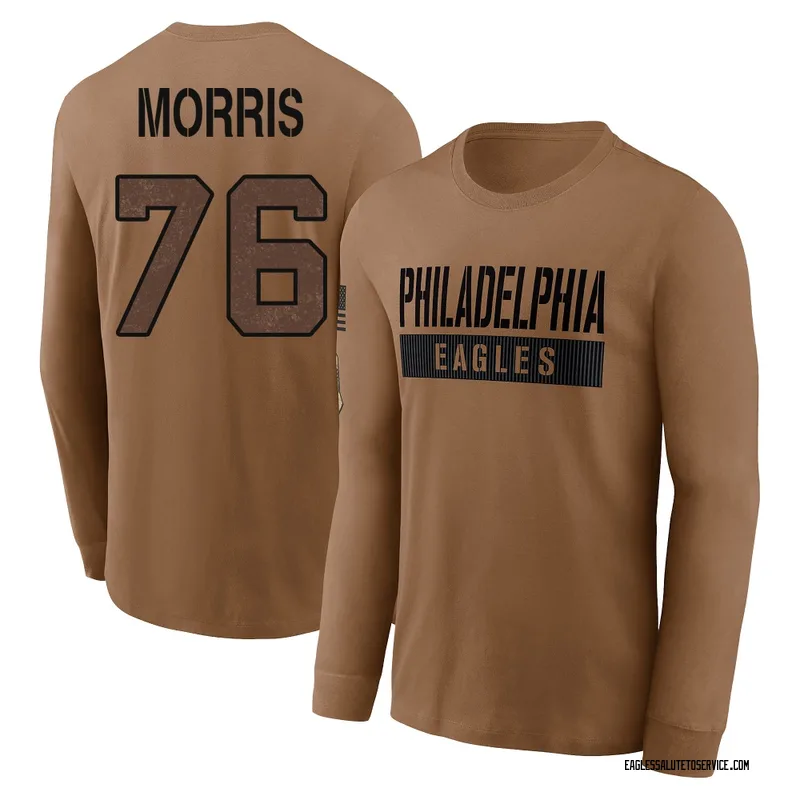 Men's Micah Morris Philadelphia Eagles Brown 2023 Salute To Service Long Sleeve T-Shirt