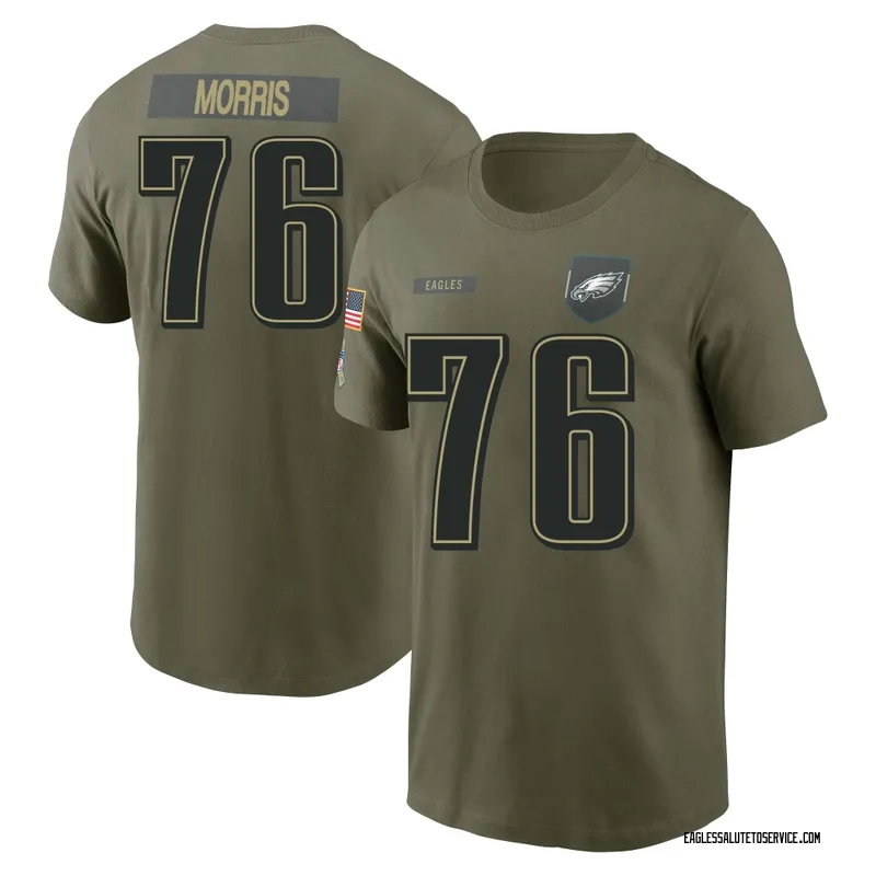 Men's Micah Morris Philadelphia Eagles Olive 2025 Salute to Service Name & Number T-Shirt