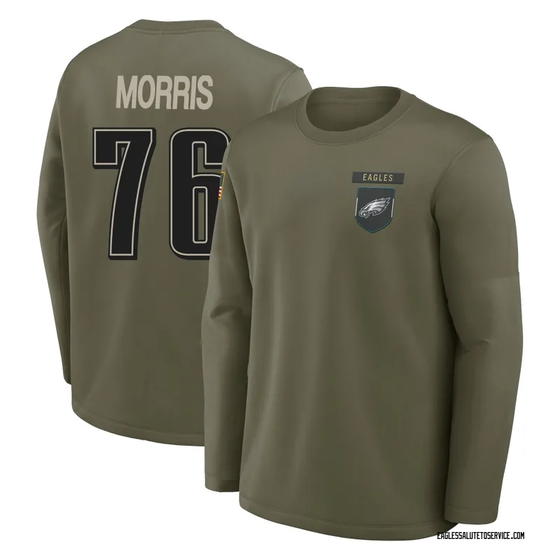Men's Micah Morris Philadelphia Eagles Olive 2025 Salute to Service Sideline Coaches Long Sleeve T-Shirt